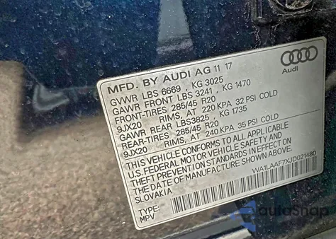 2018 Audi Q7 Premium Plus from USA, damaged, VIN WA1LAAF7XJD021480